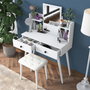 Hanah Home Mesa de Maquillaje con Pouf en Blanco